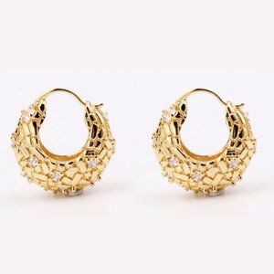 18kt Gold Filled Oval Chunky Zircon Hoop Earrings
